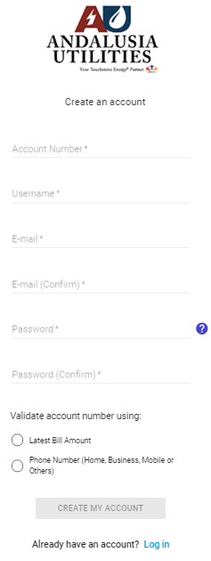 Andalusia Create an Account