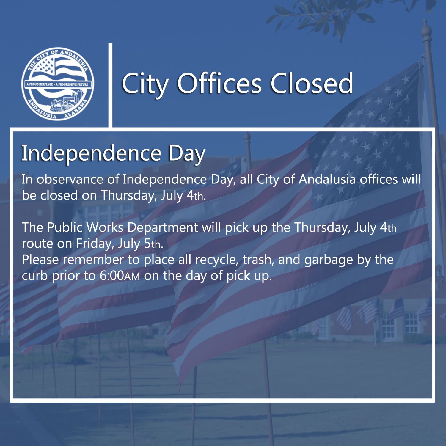 Facebook City Offices Closed Independence
