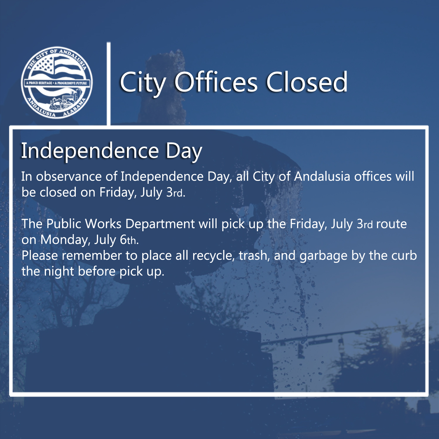 City Offices Will be Closed