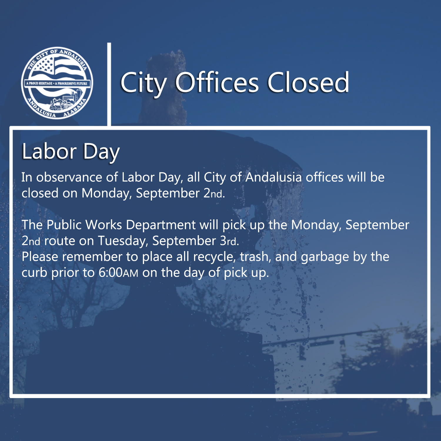 Facebook City Offices Closed Labor